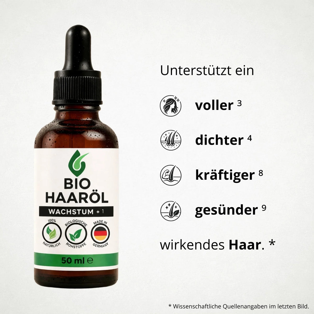 Premium BIO Haaröl Wachstum+ von Seifenfreund: für voller, dichter und kräftiger wirkendes Haar